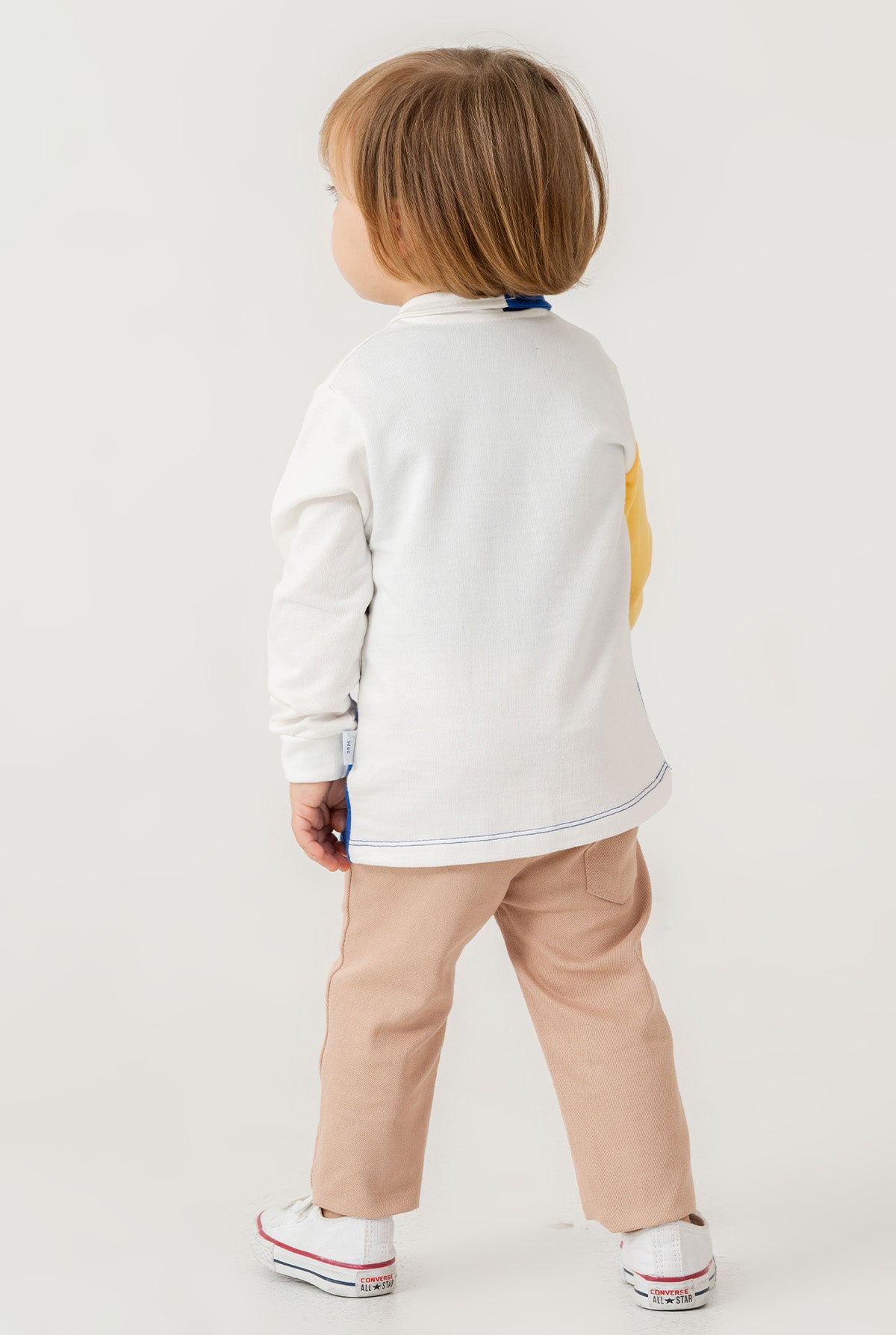 Erkek Bebek Renk Bloklu Uzun Kollu Polo Yaka Sweatshirt